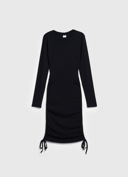 

Платье в рубчик с завязками для девочек, Черный