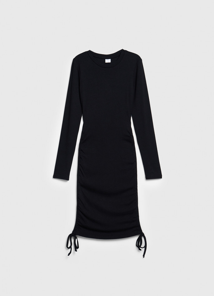 Платье в рубчик с завязками для девочек