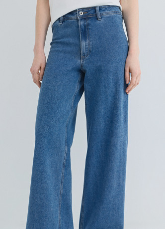 Укороченные широкие джинсы