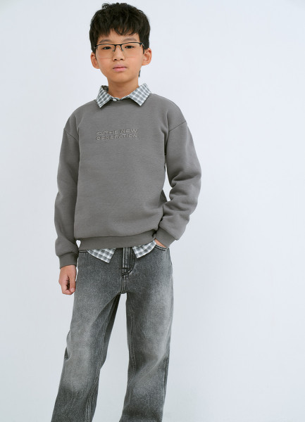 

Свитшот с принтом для мальчиков, Серый