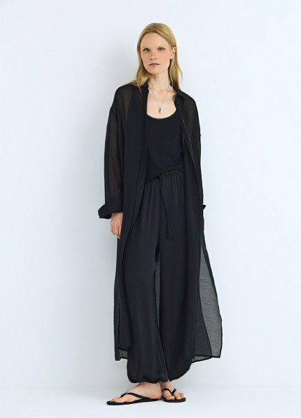 

Свободные брюки с эластичным поясом и резинкой по низу, Черный