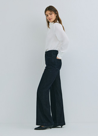 Джинсы клёш с высокой посадкой