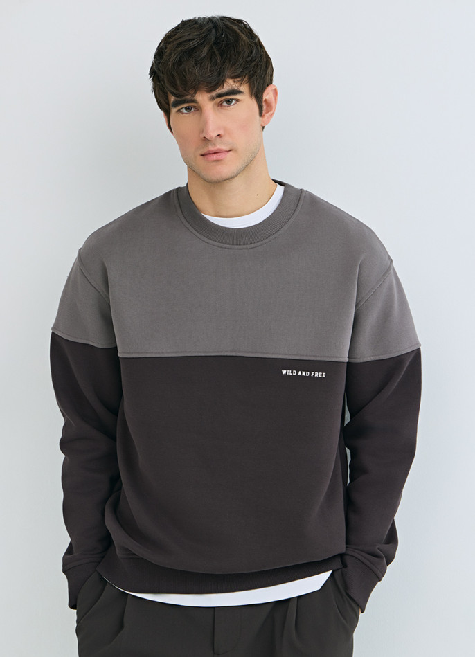 Свитшот колор-блок с надписью