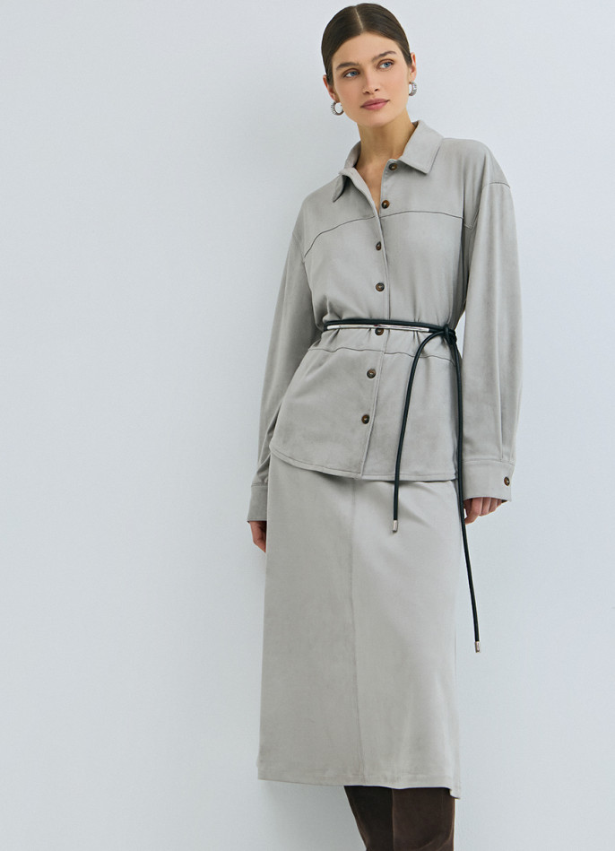 Юбка миди из искусственной замши