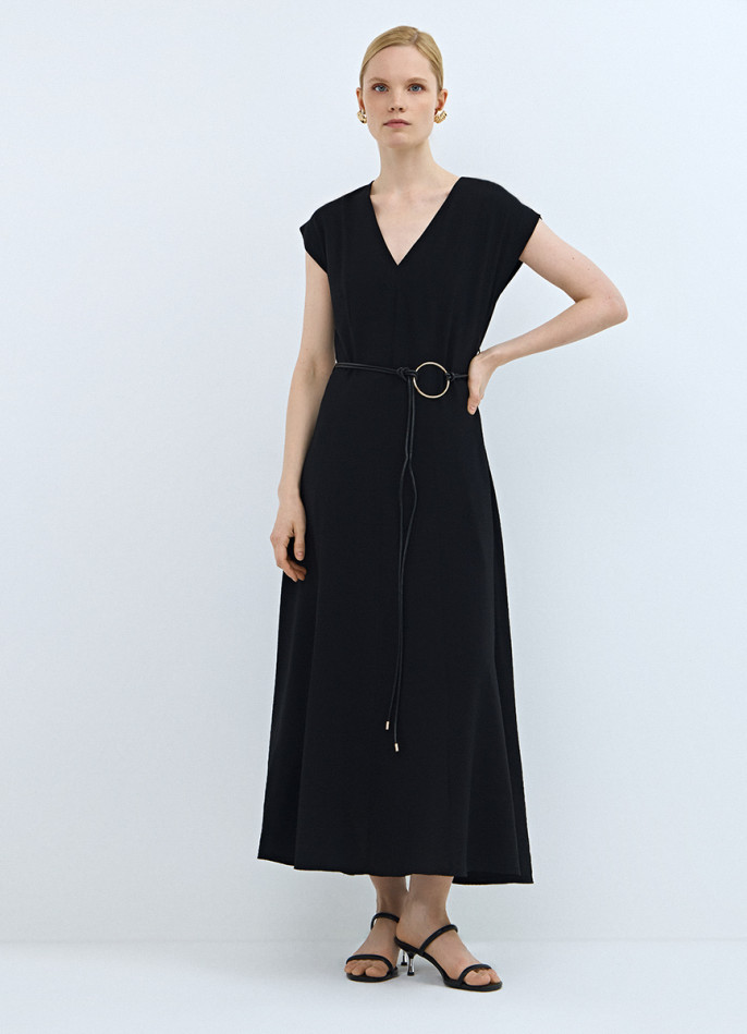 Платье миди с ремнем