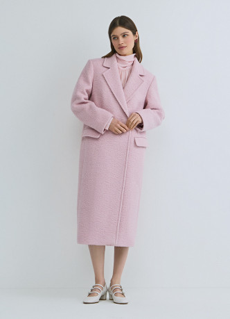 Длинное двубортное пальто из шерсти