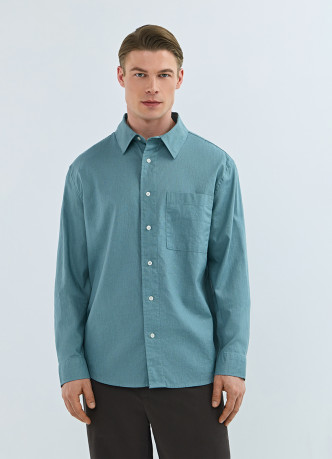 Рубашка изо льна и хлопка с карманом
