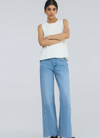 Ультраширокие джинсы средней посадки