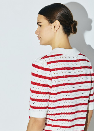 Поло из структурной ткани в полоску