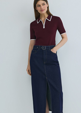 Джинсовая юбка миди