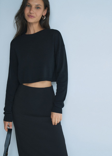 Укороченный джемпер 31536690299 Черный, размер 44,42, фото 4