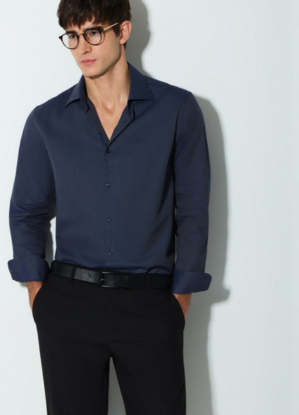 

Рубашка из структурной ткани, Синий