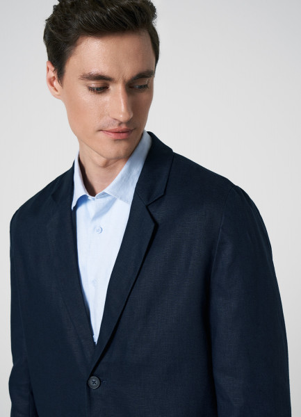 Льняной пиджак, Синий O`Stin MB46A1O02-68, размер 48 - фото 6