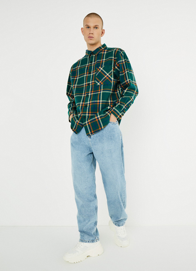 Рубашка Comfort Fit из плотного твила в клетку