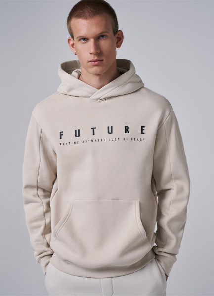 

Худи с текстовым принтом, Бежевый