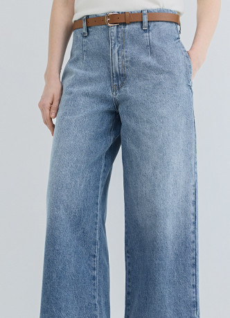 Широкие джинсы с высокой посадкой и ремнем
