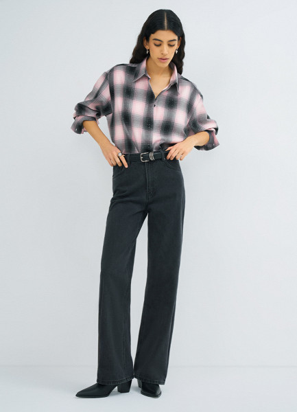 

Широкие джинсы Wide leg с высокой посадкой, Серый