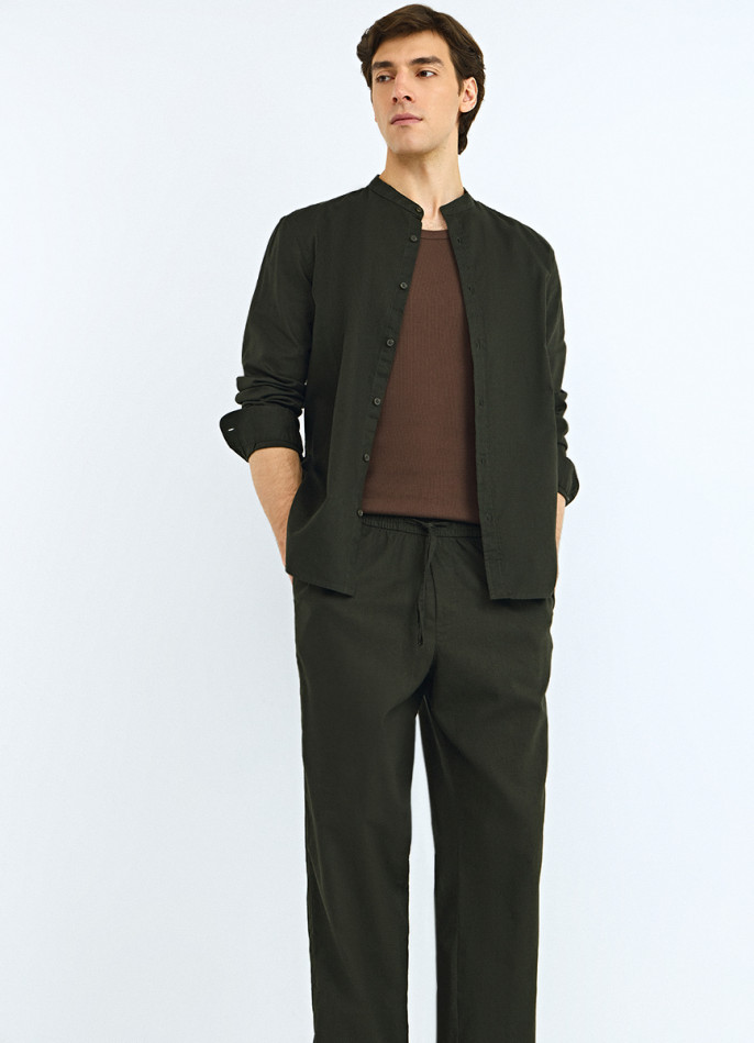 Брюки изо льна и хлопка