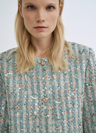 Укороченный твидовый жакет