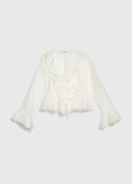 

Воздушная блузка с завязками для девочек, Белый