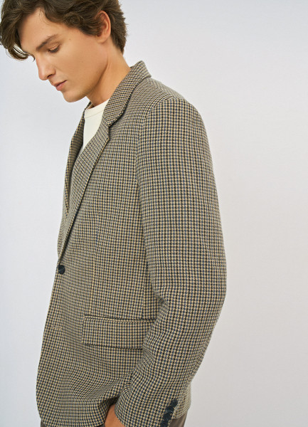 Однобортный пиджак из смесовой шерсти Коричневый 9999₽