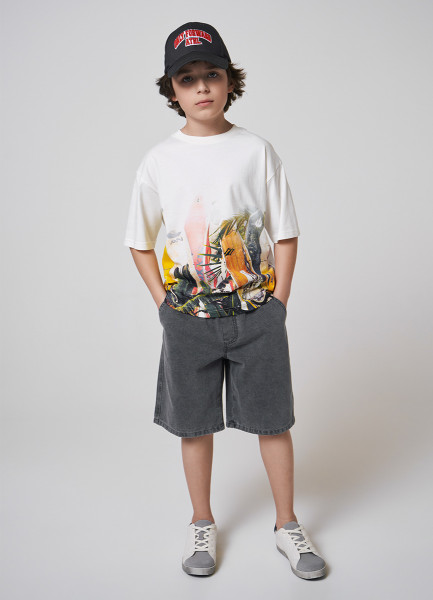 Джинсовые шорты для мальчиков, Серый O`Stin BP4691O02-91, размер 164