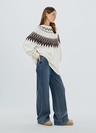 Утеплённые широкие джинсы