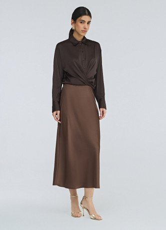 Атласная юбка миди А-силуэта