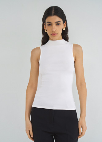 Топ из хлопка и модала с воротником-стойкой