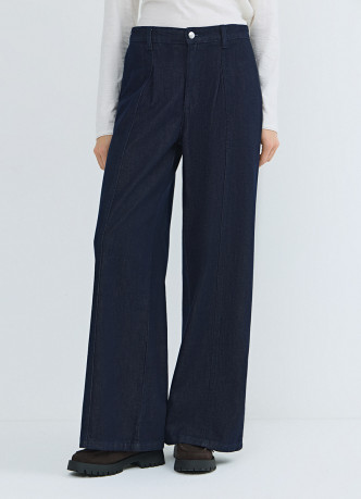 Широкие джинсы с поясом на резинке