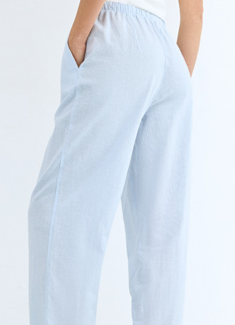 Брюки изо льна с эластичным поясом