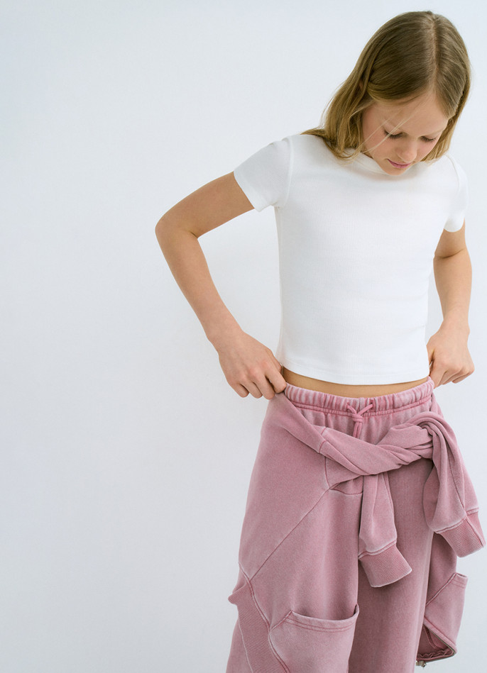 Футболка в рубчик для девочек