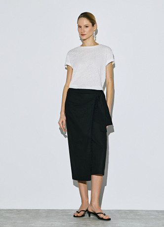 Футболка с круглым вырезом изо льна и хлопка