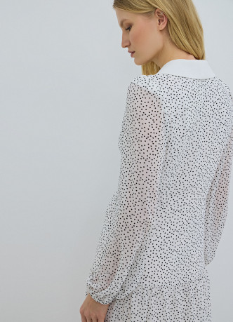 Платье мини из шифона в горошек