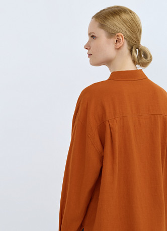 Рубашка с длинным рукавом из смесового льна