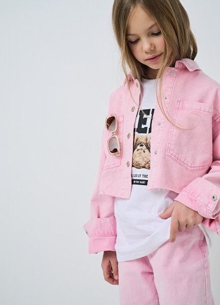 Джинсовая куртка для девочек, Розовый