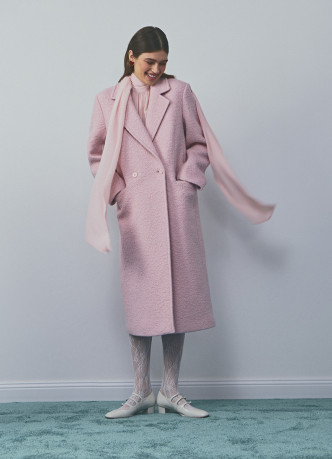 Длинное двубортное пальто из шерсти