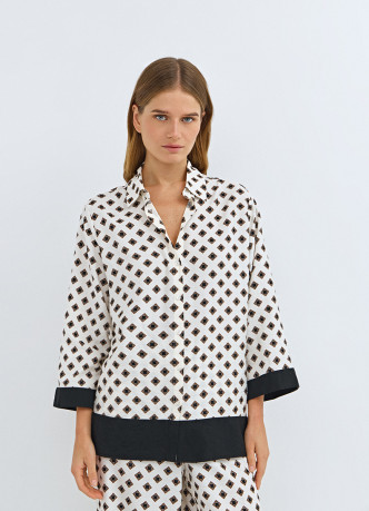 Принтованная блузка с рукавом 7/8