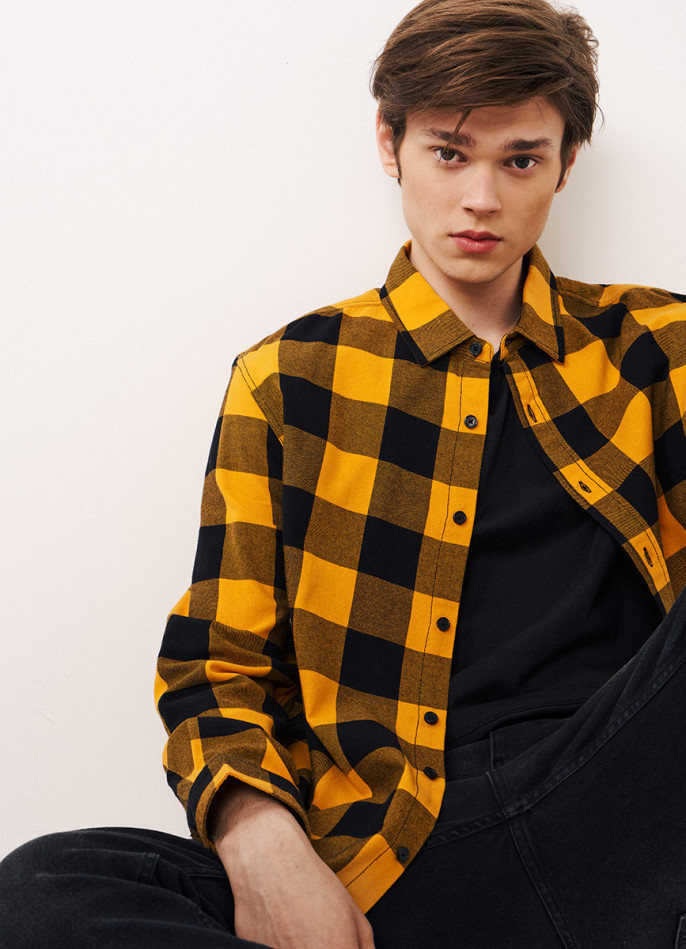 Рубашка Regular Fit из твила в клетку