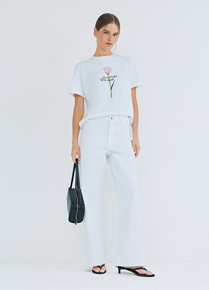 Укороченные джинсы Wide leg с высокой посадкой