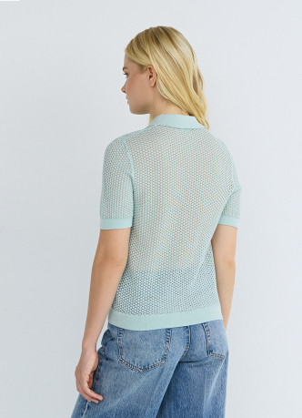 Джемпер поло из ажурной пряжи