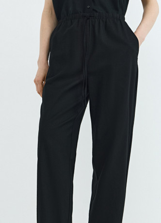 Брюки изо льна с эластичным поясом