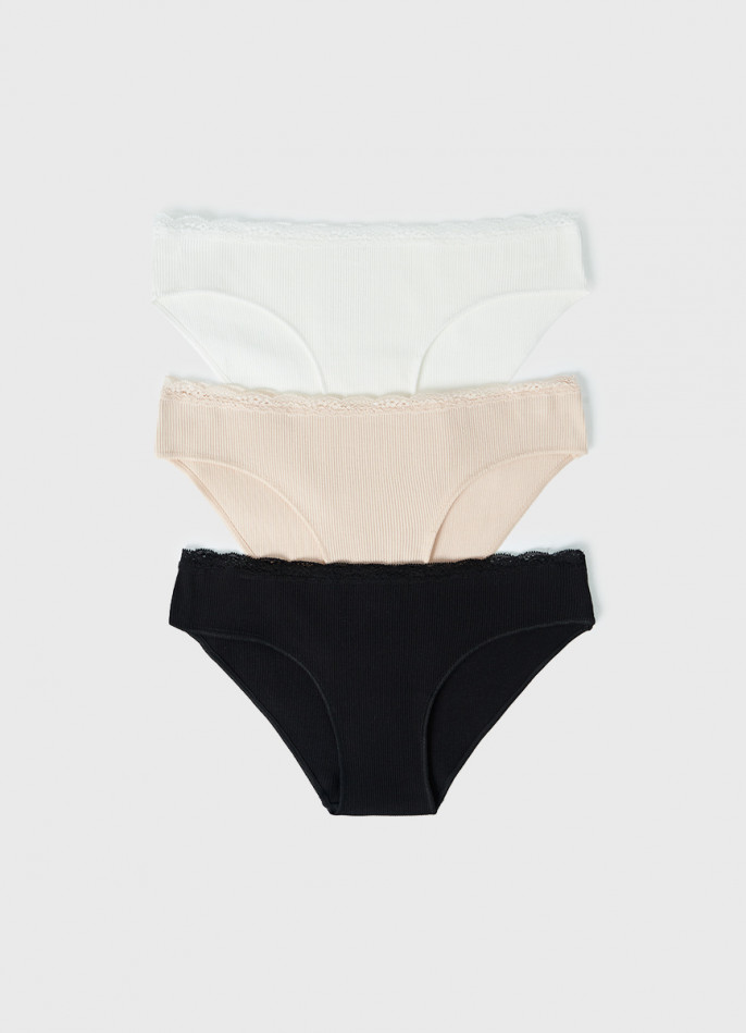 Трусы-слипы с кружевом для девочек, 3 шт.