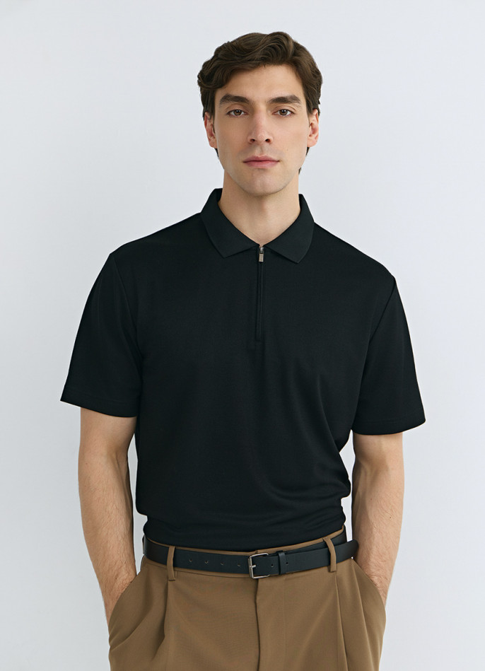 Поло из техноткани с воротником на молнии