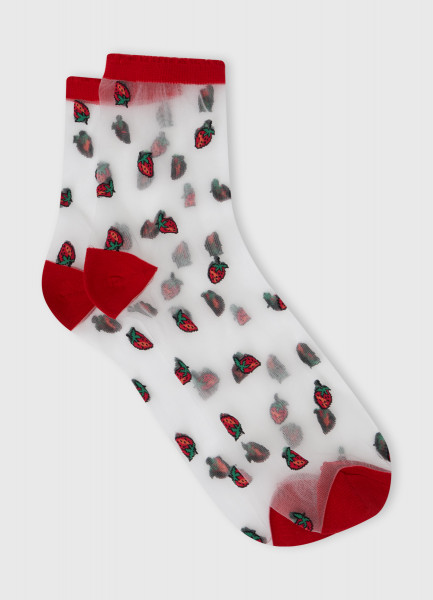 Прозрачные носки с рисунком, Красный
