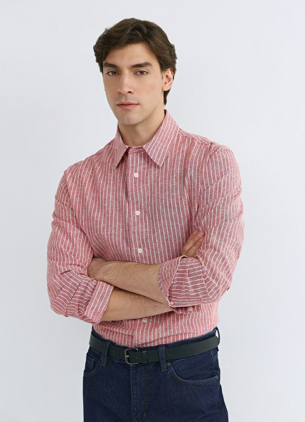 

Рубашка изо льна с хлопком, Розовый