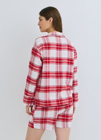 Пижамная рубашка в клетку из фланели