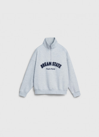 Свитшот с принтом и воротником на молнии