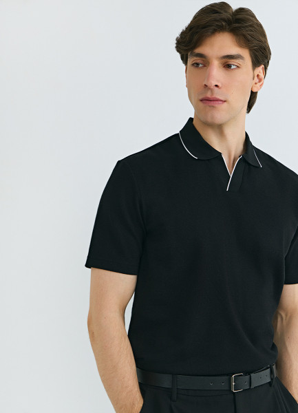 Поло из шелковистого пике Черный 2399₽