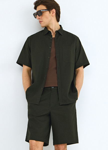 Шорты изо льна и хлопка, Зеленый